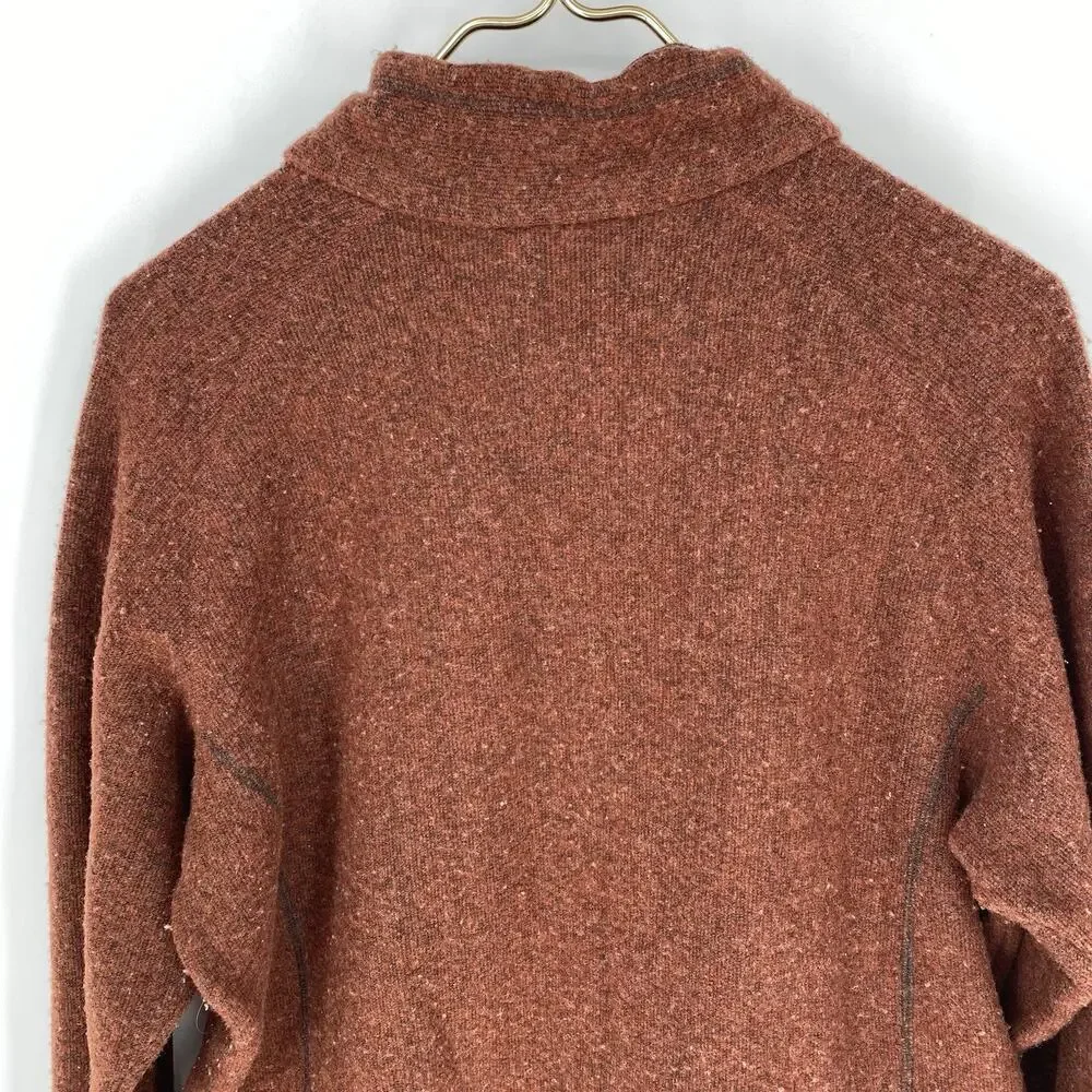 Marmot Fleece Full Zip Jacket Rust Red Sweater Knit Men's Size Large